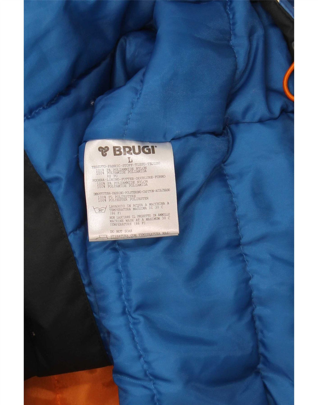 Brugi Skijakke med hætte til mænd UK 40 Large Blue Colourblock Polyamid