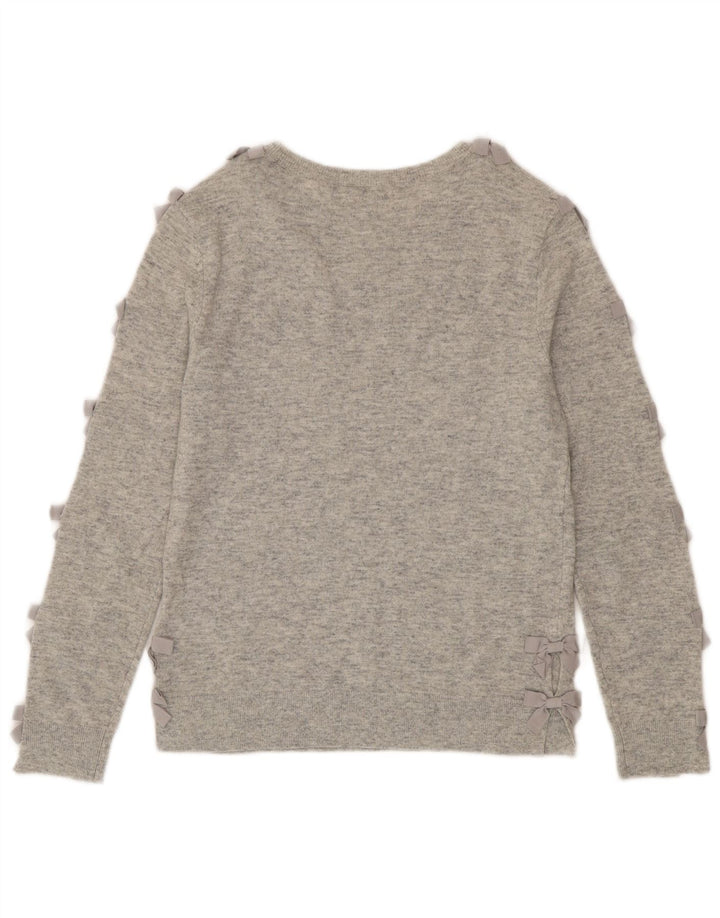 Ted Baker Dame Boat Neck Jumper Sweater Størrelse 2 Lille Grå Uld