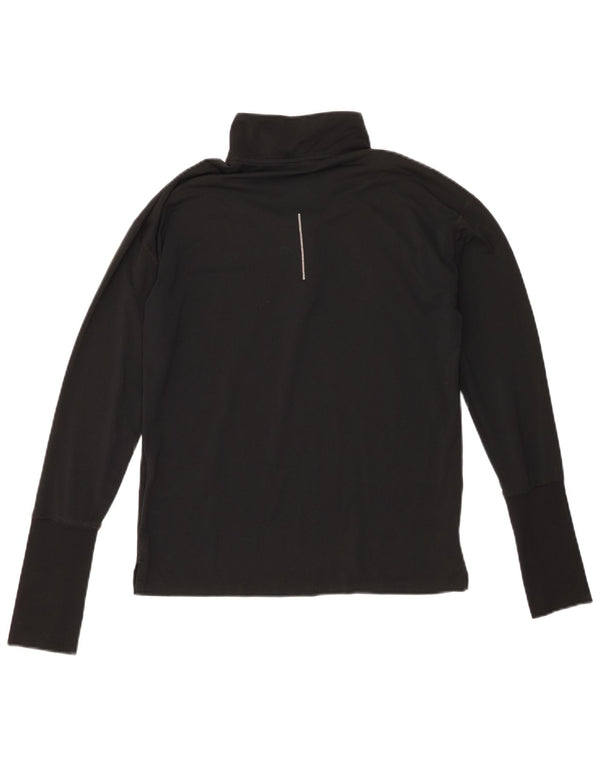 Nike Dame Dri Fit Pullover med lynlås-hals Træningsdragt Top UK 6 XS Sort Polyester