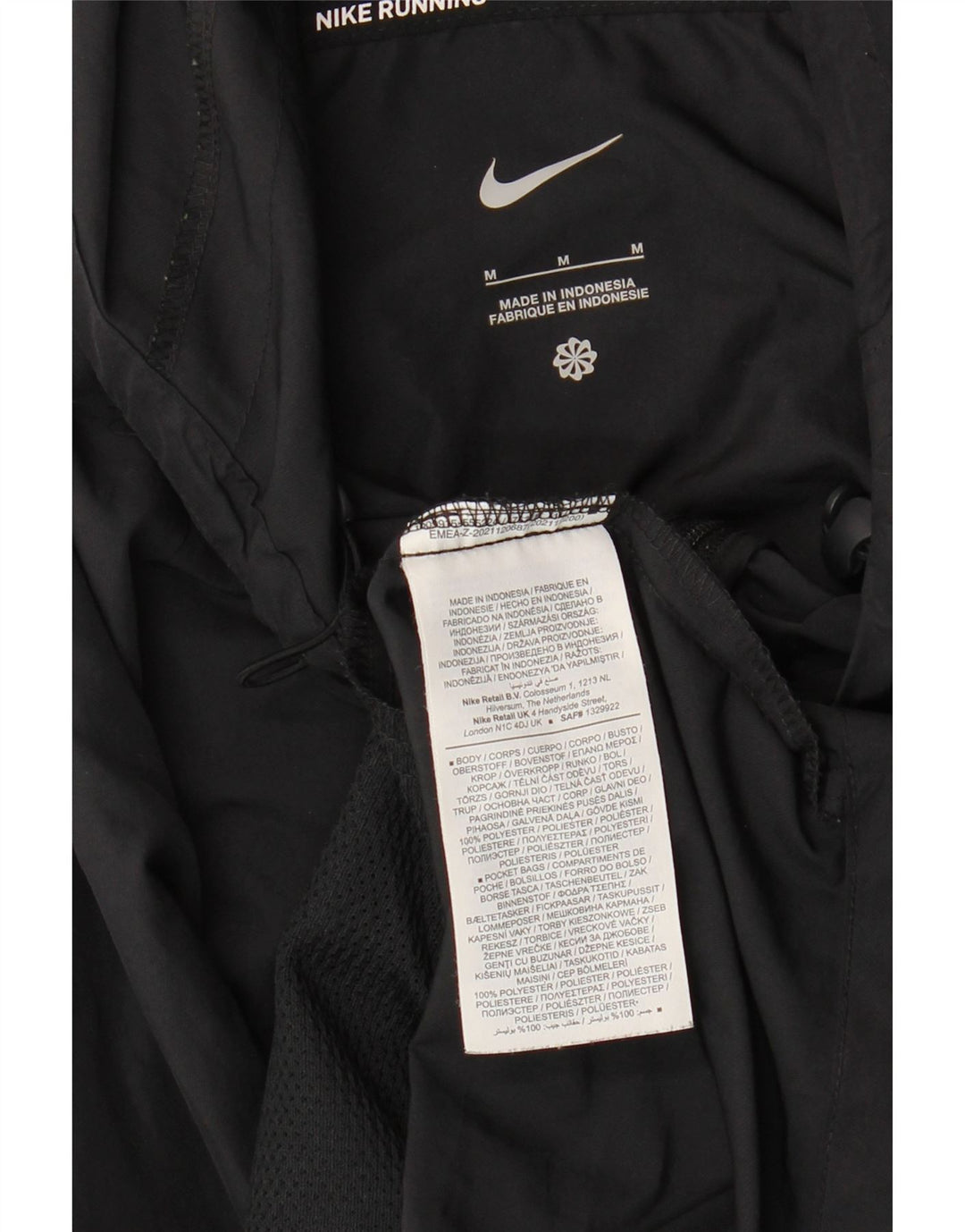 NIKE Regnjakke med hætte til mænd UK 38 Medium Black Polyester