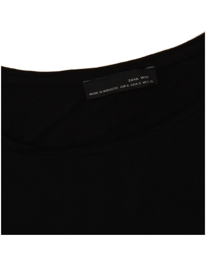 Zara Womens Crop T-Shirt Top UK 8 Small Black