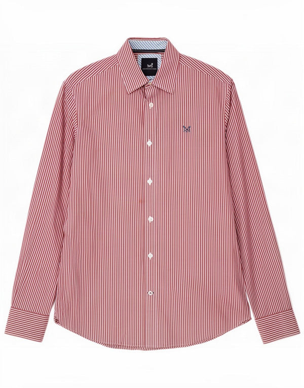 Crew Clothing Herre Classic Fit Shirt Small Bourgogne Pinstripe Cotton