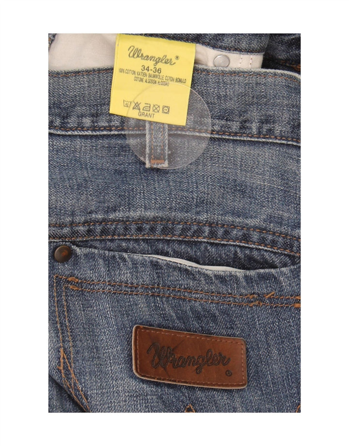 Wrangler Herre Grant Straight Jeans W34 L36 Blå Bomuld