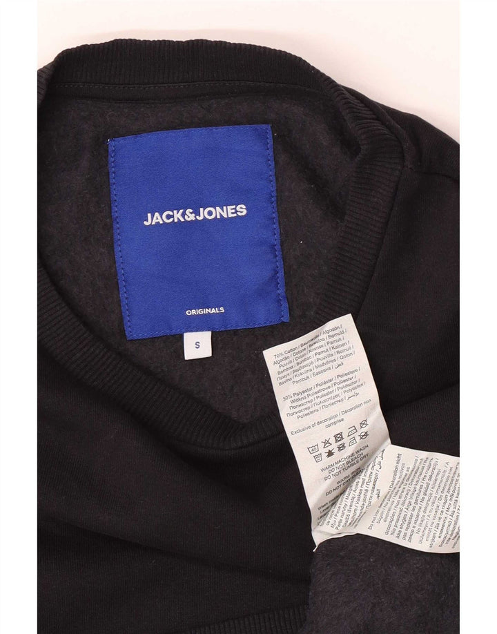 Jack & Jones grafisk sweatshirt til mænd, lille sort bomuld