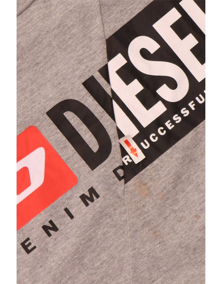 Diesel Herre grafisk T-shirt Top Medium Grey Flecked Bomuld