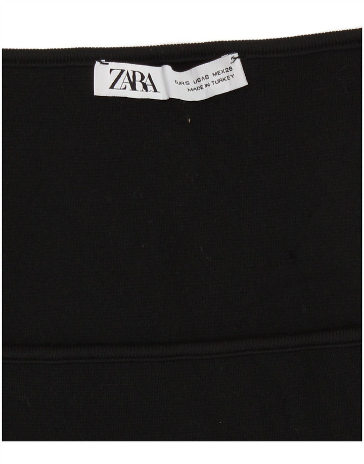 Zara Dame Crop Top Langærmet UK 8 Lille Sort