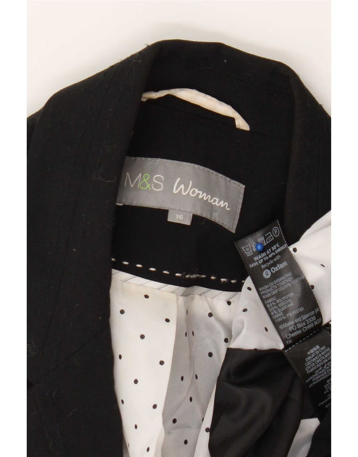 Marks & Spencer Dame 1-knaps blazerjakke UK 16 Stor sort polyester