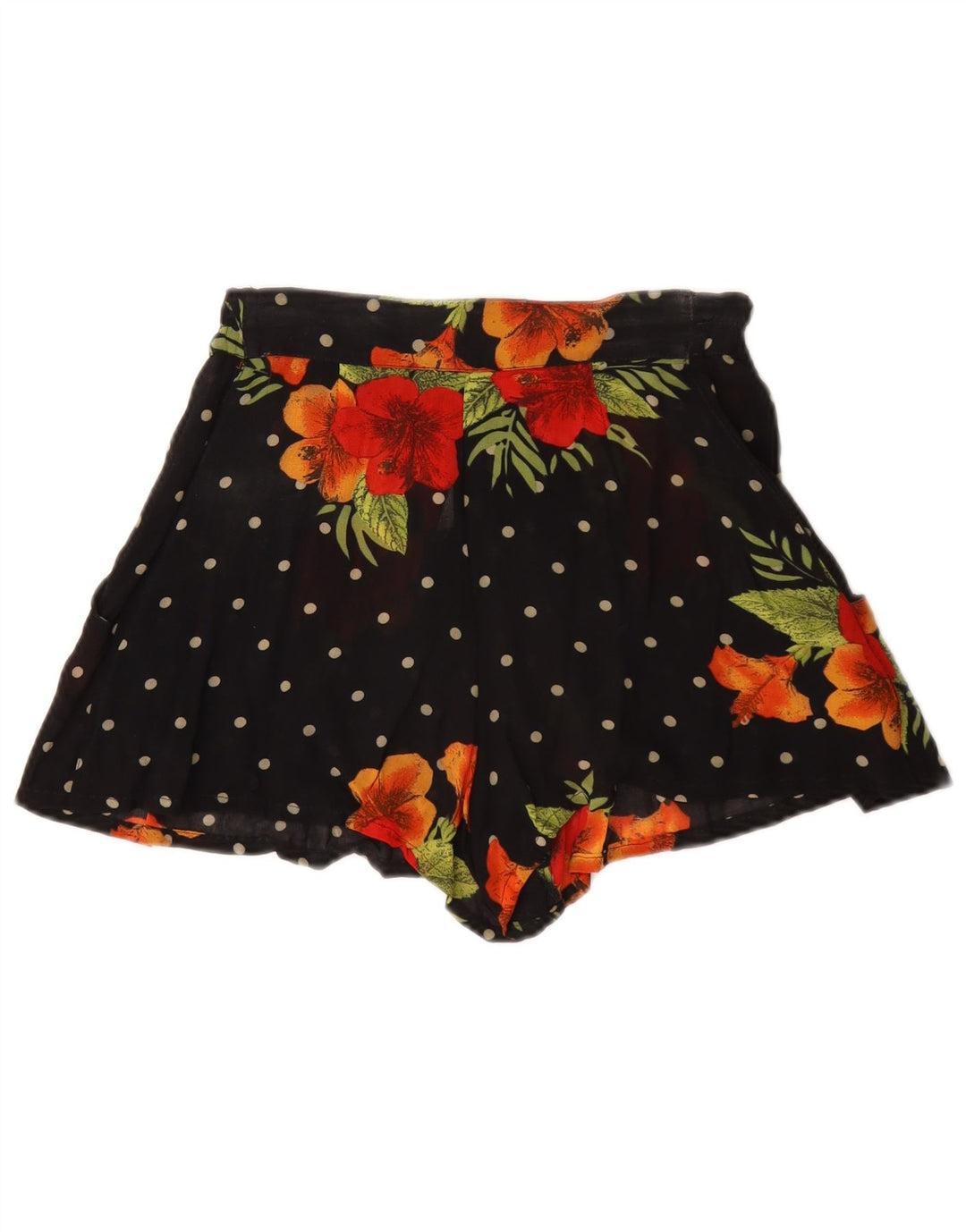 BYBLOS Dame High Waist Hot Pants IT 38 XS W26 Black Floral Viscose