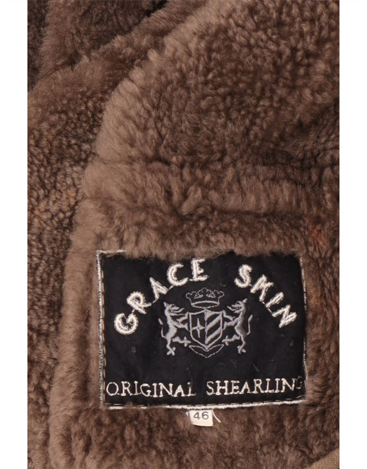 Vintage Dame Oversized Shearling Coat IT 46 Large Grey Shearling