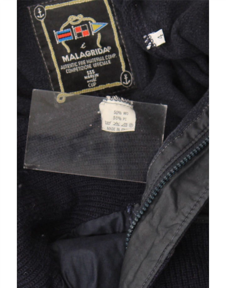 Malagrida Dame Strik Bomber Jacket UK 36 Small Navy Blue Wool Nautical