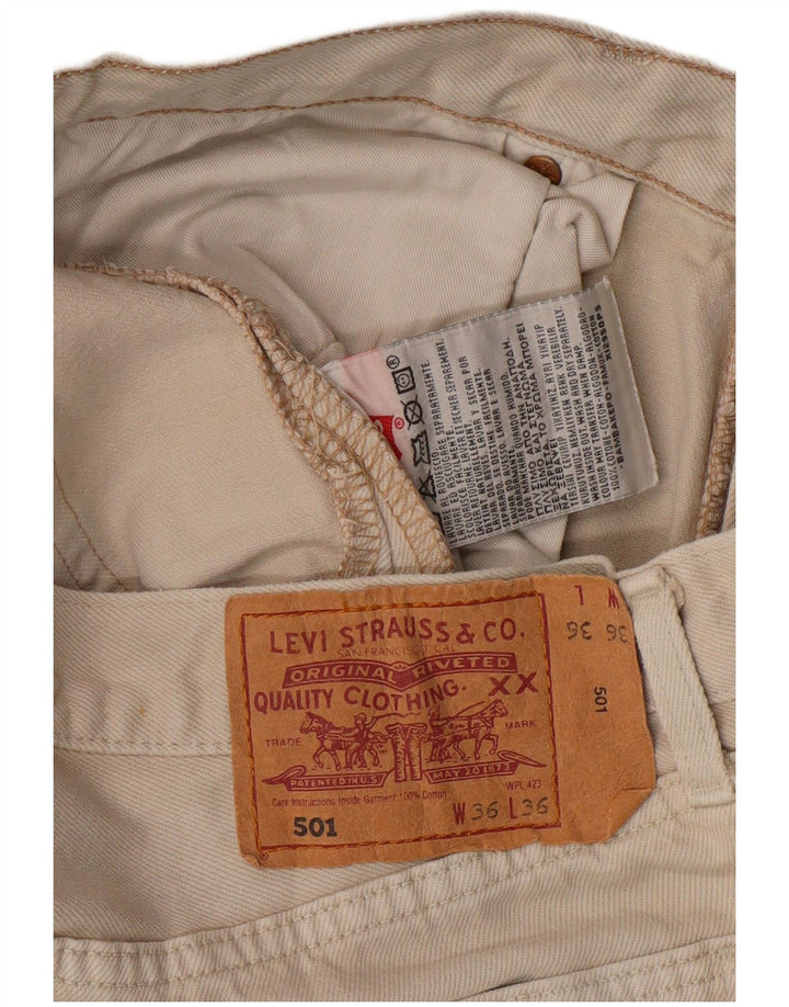 LEVI'S Herre 501 Straight Jeans W36 L31 Beige Bomuld
