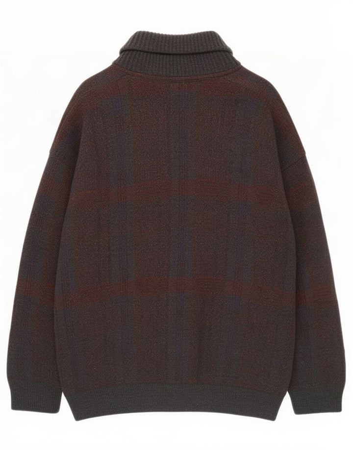 Settebello Herre Cardigan Sweater Stor Grå Ternet Akryl