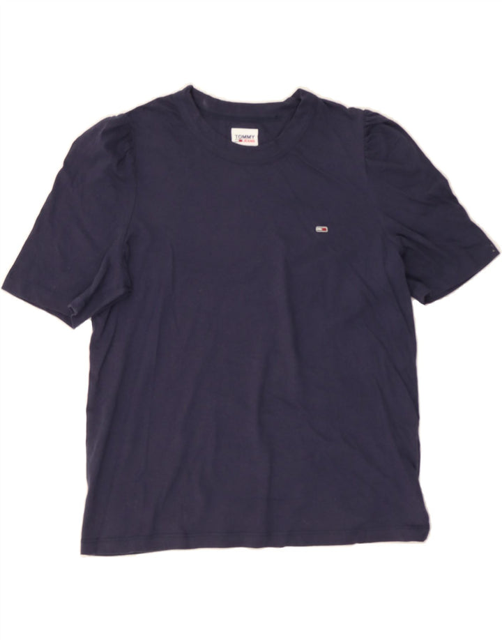 TOMMY JEANS Womens T-Shirt Top UK 12 Medium Navy Blue Cotton Vintage Tommy Jeans and Second-Hand Tommy Jeans from Messina Hembry 