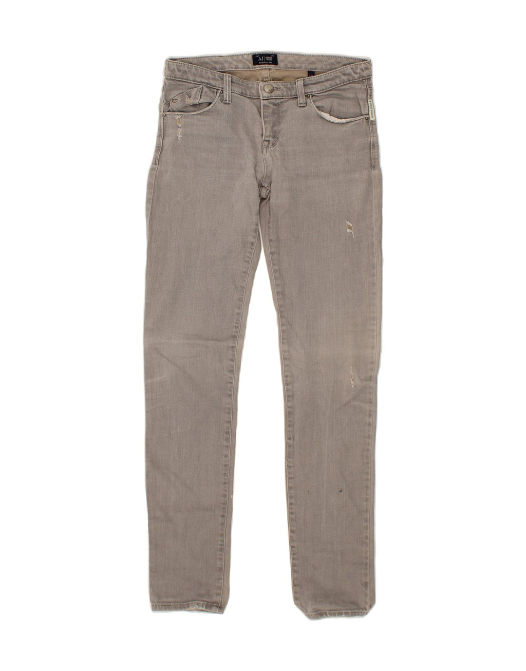 ARMANI Womens Distressed Skinny Jeans W26 L30 Grey Cotton Vintage Armani and Second-Hand Armani from Messina Hembry 