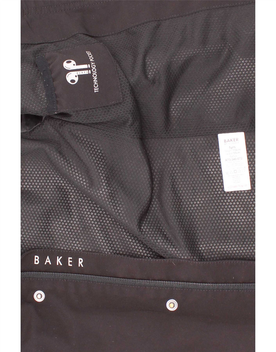 Ted Baker Boys Grafisk Regnjakke med Hætte 4-5 År Sort Polyester