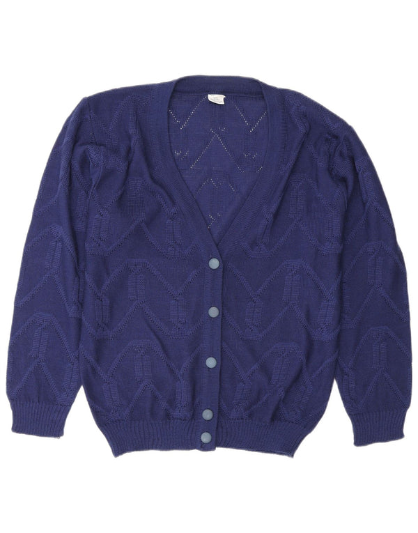 Vintage dame cardigan sweater EU 38/40 Medium Blue Chevron Polyacrylic