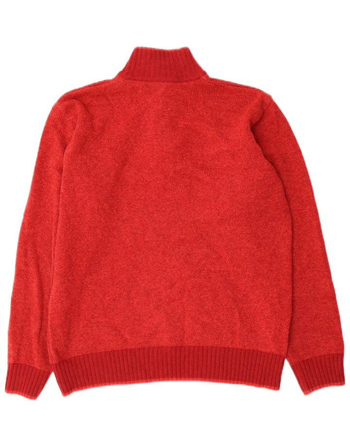 Brooksfield Herre Button Neck Jumper Sweater IT 48 Medium Rød Uld