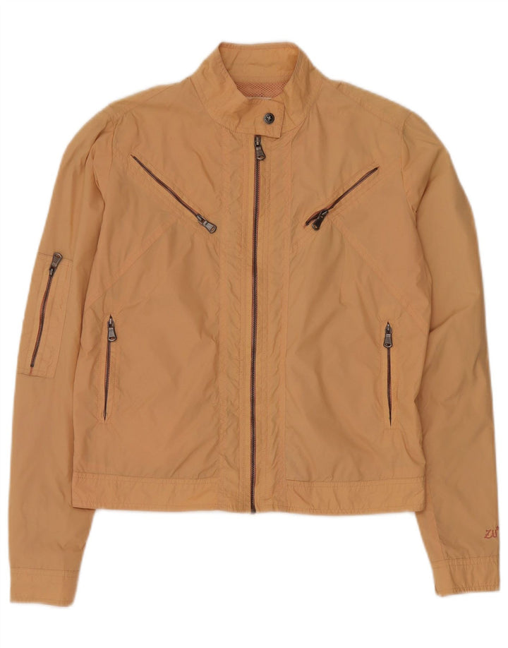 Zu Elements Womens Crop Bomber Jacket UK 10 Small Beige Polyamid