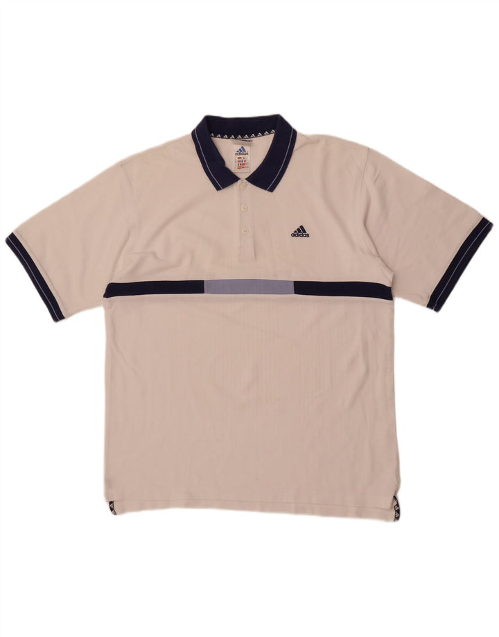Adidas Polo Shirt til mænd UK 40/42 Medium White Colourblock Bomuld