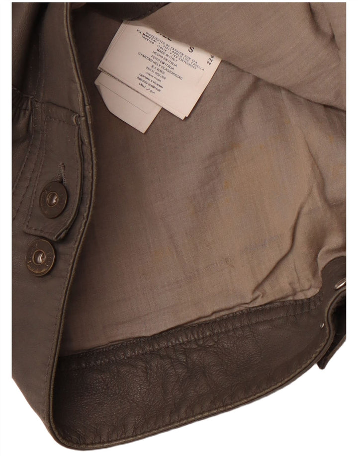 REPLAY Dame Læderjakke UK 10 Small Grey Læder