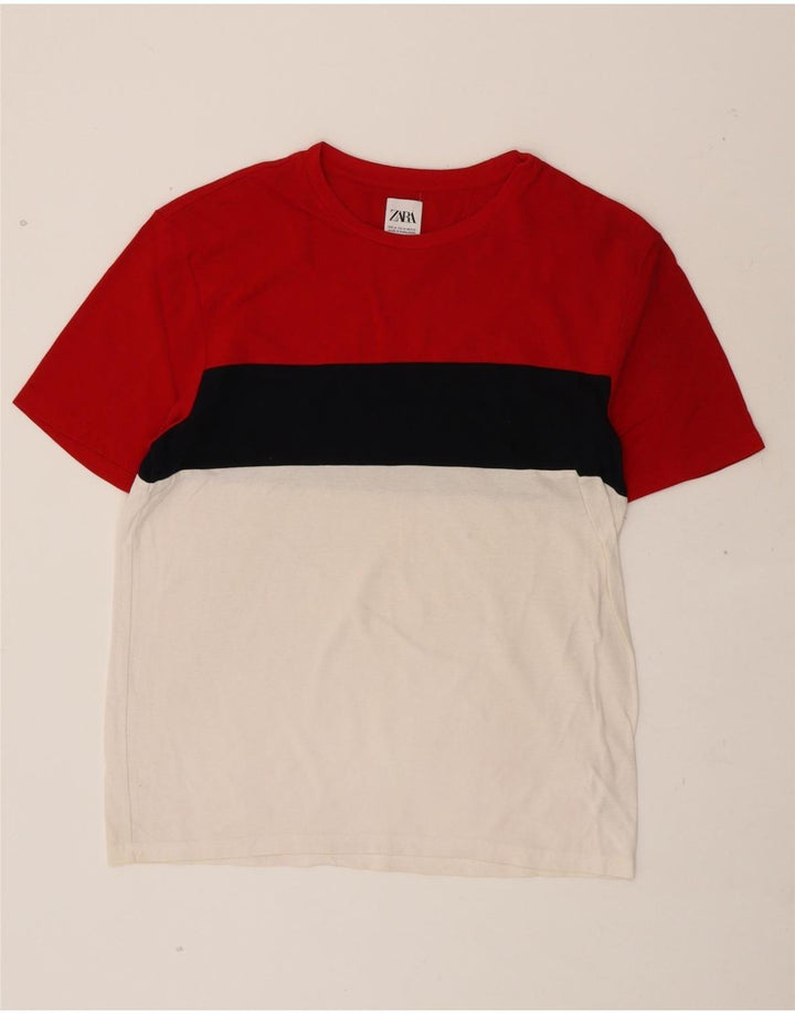 ZARA Mens T-Shirt Top Medium Multicoloured Colourblock Cotton Vintage Zara and Second-Hand Zara from Messina Hembry 