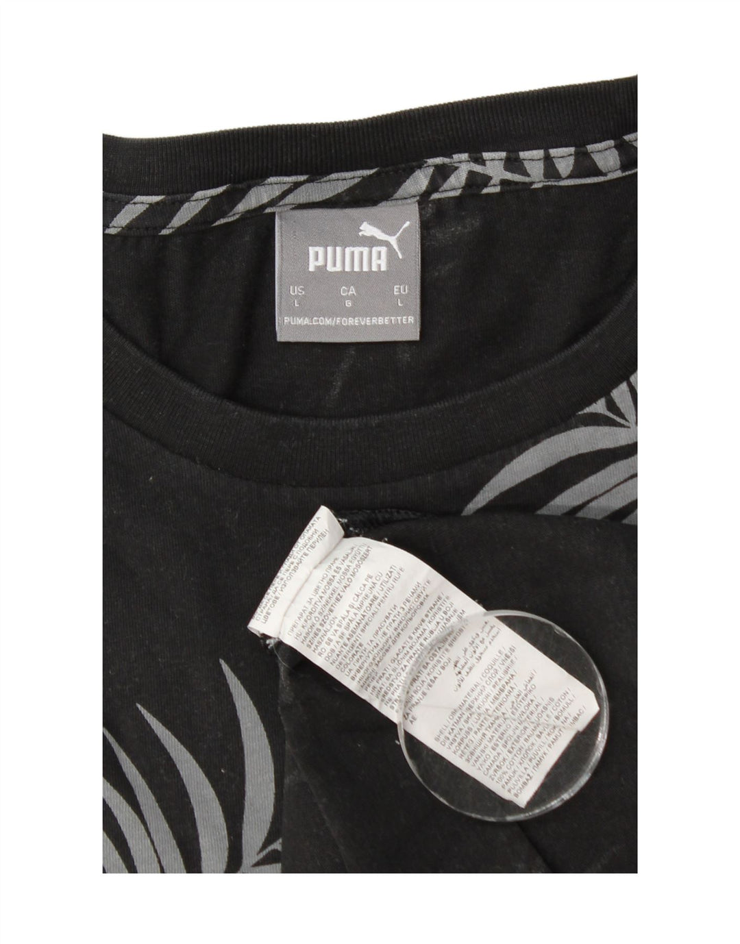 Puma Herre T-Shirt Top Stor Sort Blomster Bomuld