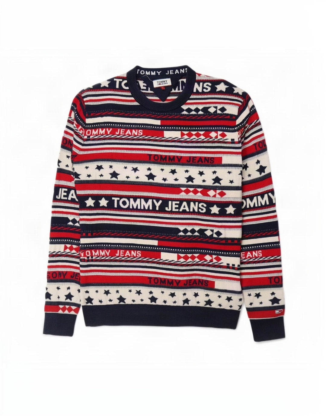 Tommy Hilfiger Herre Crew Neck Jumper Sweater Stor Flerfarvet Stribet