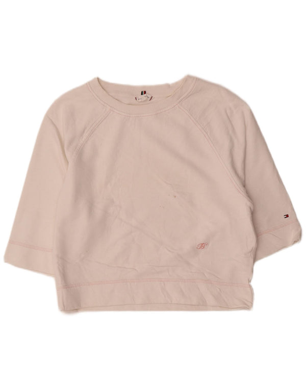 Tommy Hilfiger dame sweatshirt med 3/4 ærmer UK 14 Medium White