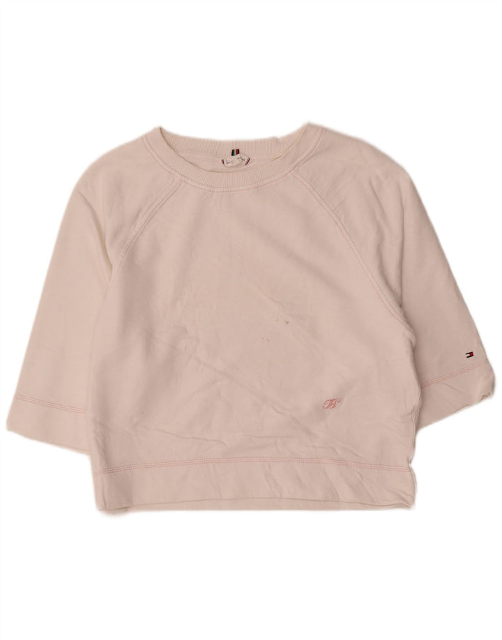 Tommy Hilfiger dame sweatshirt med 3/4 ærmer UK 14 Medium White