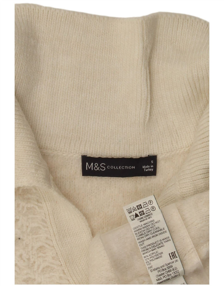 Marks & Spencer Dame Oversized Polo Neck Jumper Sweater UK 10 Small White