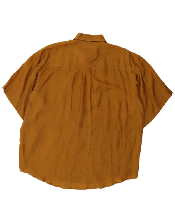 Lucky Star Herre kortærmet skjorte XL brun silke