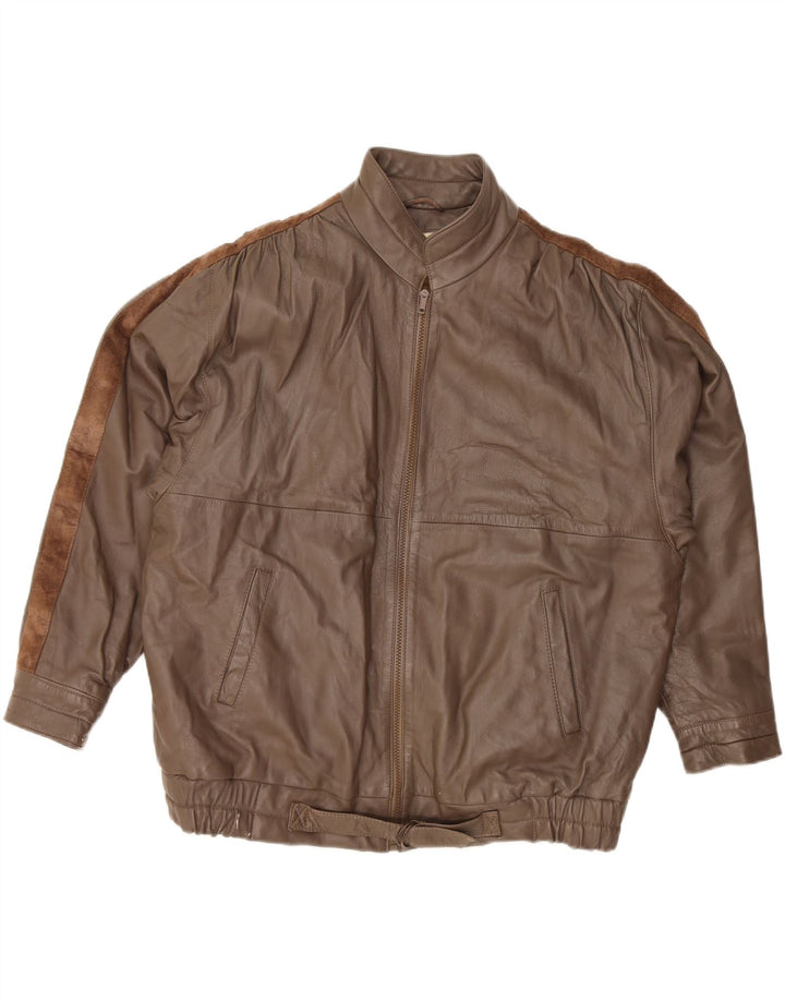 VINTAGE Mens Sherpa Leather Jacket UK 44 2XL Brown Leather Vintage Vintage and Second-Hand Vintage from Messina Hembry 