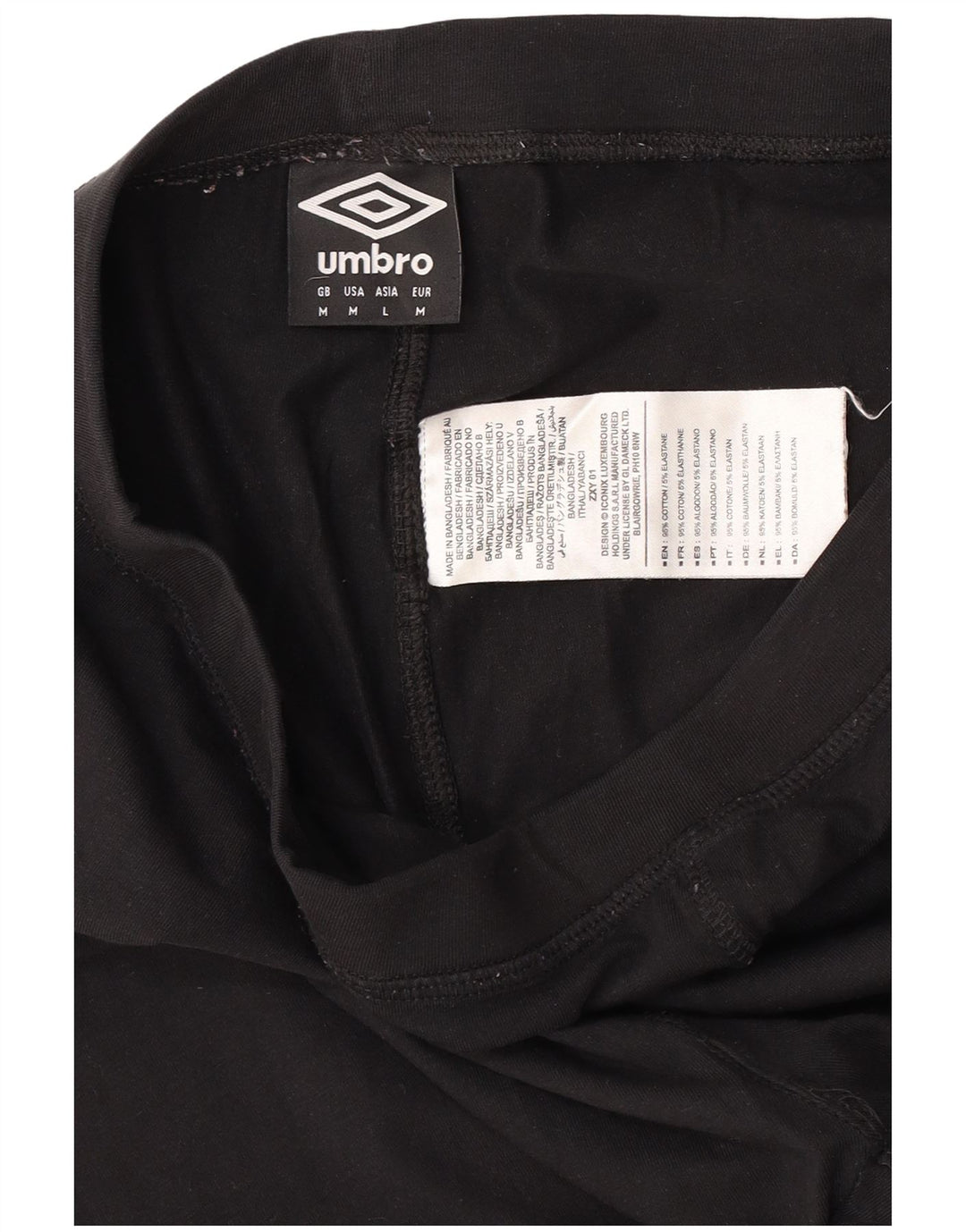UMBRO Womens Crop Grafiske Leggings UK 12 Medium Black Bomuld