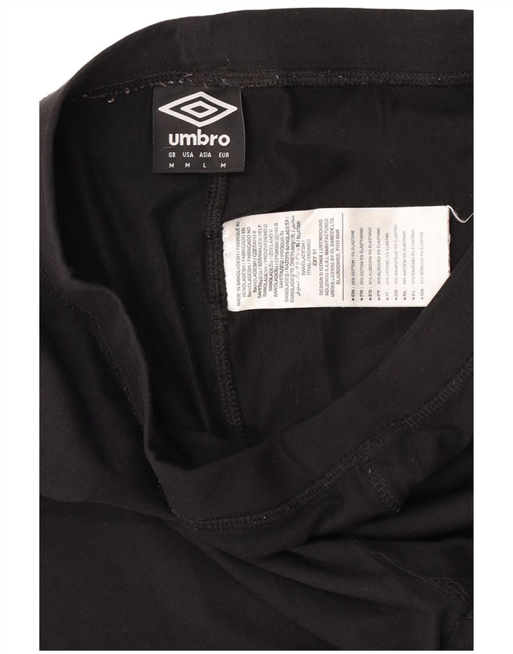 UMBRO Womens Crop Grafiske Leggings UK 12 Medium Black Bomuld