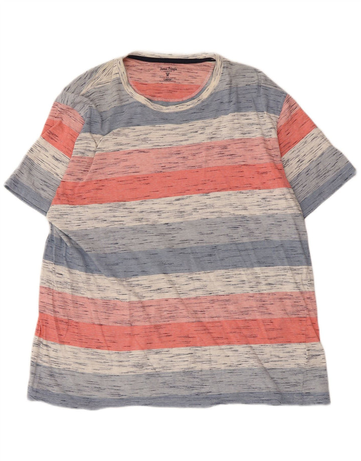 James Pringle Herre T-shirt Top Stor flerfarvet stribet bomuld