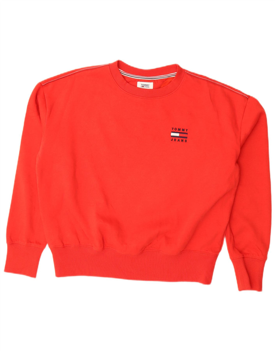 Tommy Hilfiger Dame Oversized Sweatshirt Jumper UK 10 Lille Rød Bomuld