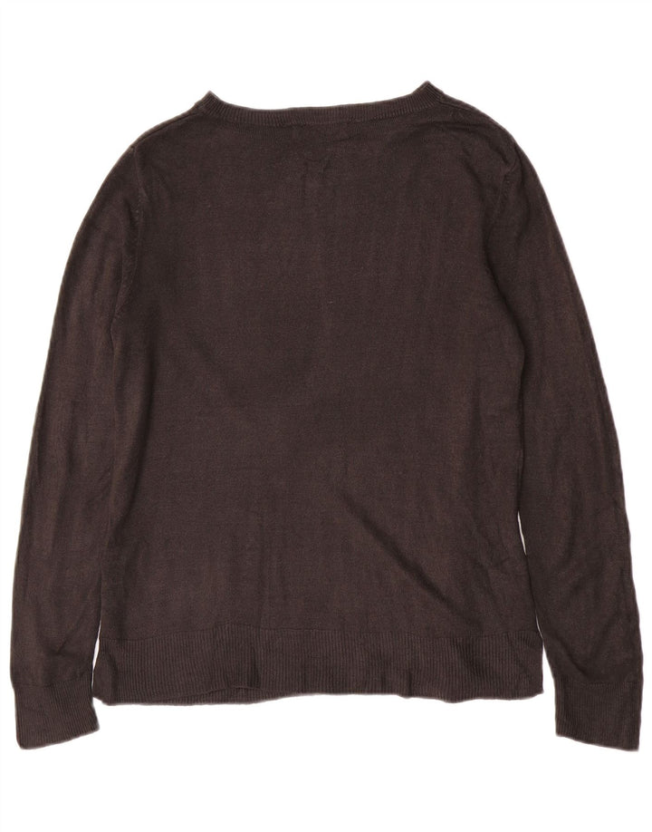 Marks & Spencer Dame Boat Neck Jumper Sweater UK 12 Medium Sort Akryl