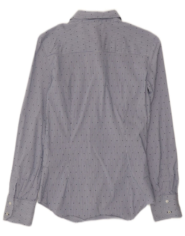 Zara Womens Shirt UK 8 Small Blue Pinstripe Cotton