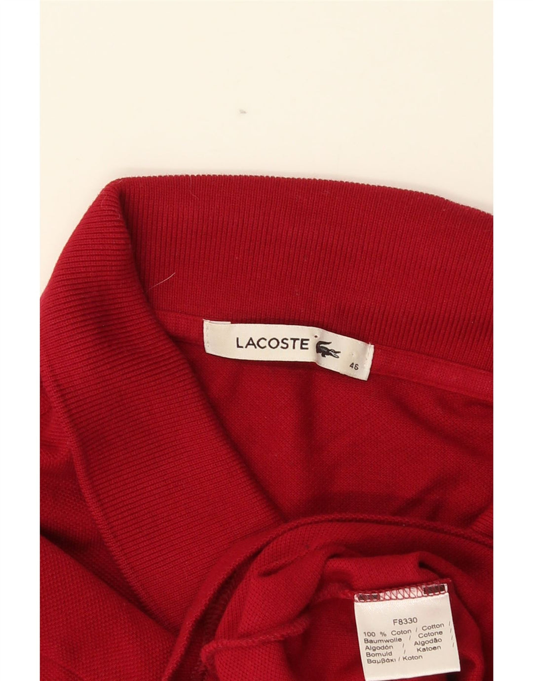 Lacoste Dame Polo Shirt Størrelse 46 XL Rød Bomuld