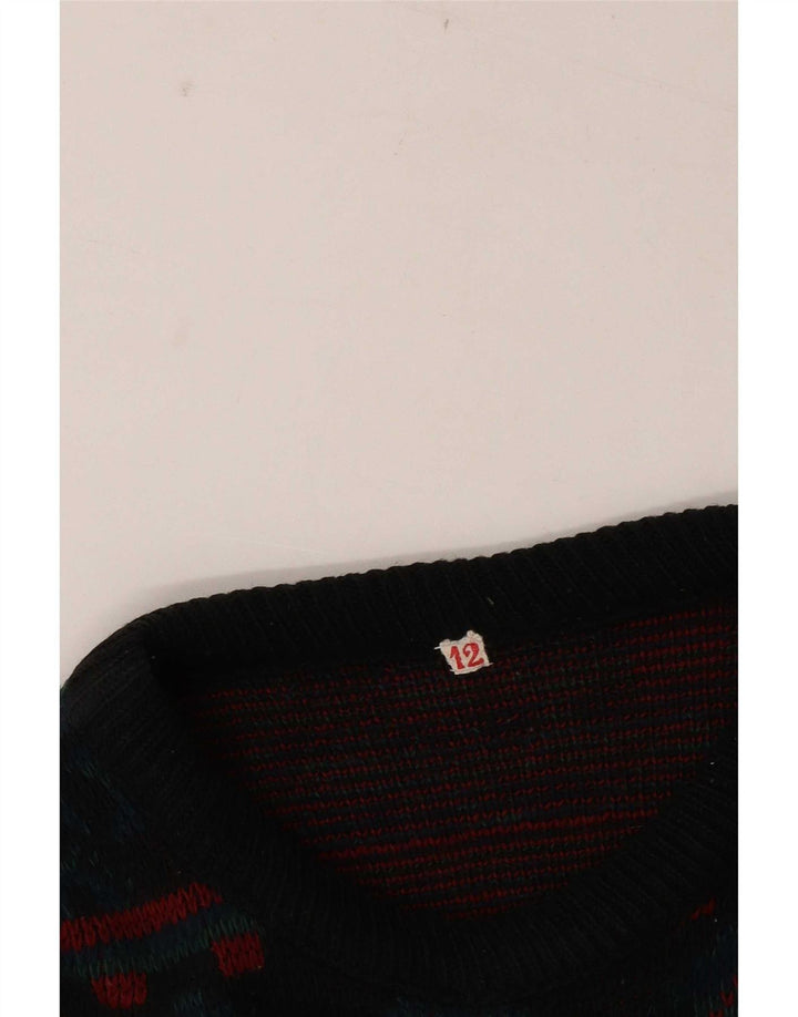 Vintage mænd med rund hals sweater mellemgrå geometrisk