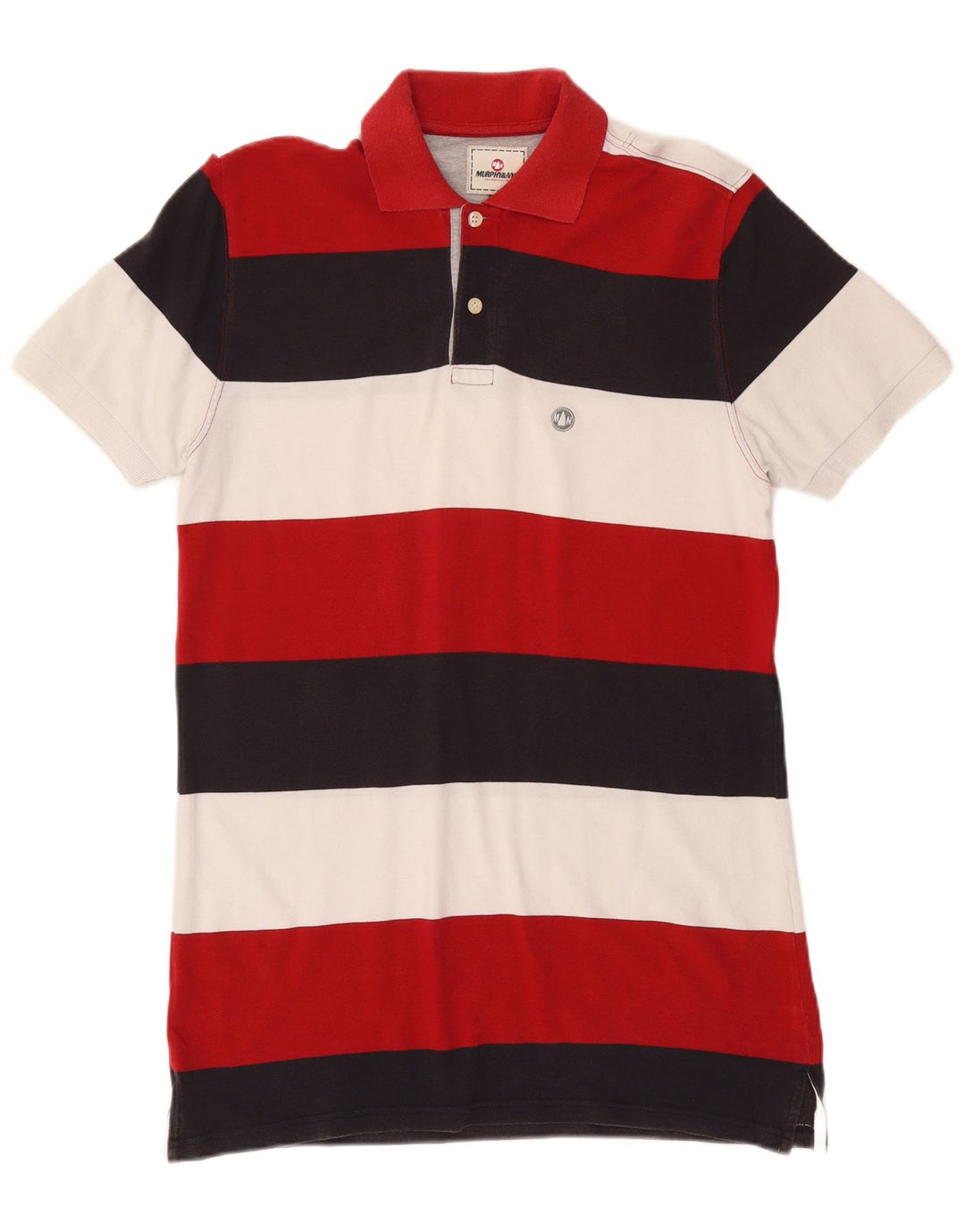 Murphy & Nye Herre Regular Fit Polo Shirt Stor flerfarvet stribet bomuld