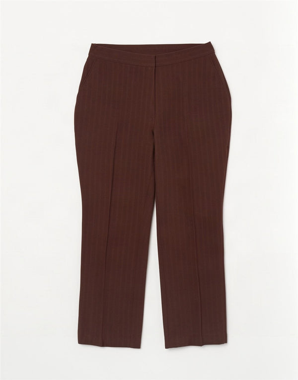 Marks & Spencer Womens Casual Trousers UK 16 Large W34 L26 Brown Striped