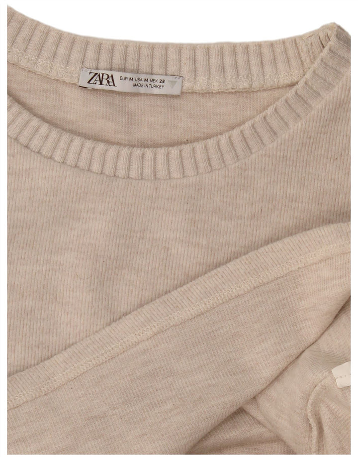Zara Dame Bluse Top UK 12 Medium Beige