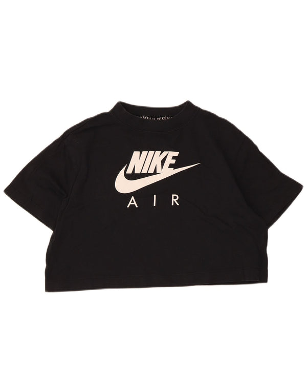 Nike Womens Crop Oversized grafisk T-shirt top UK 6 XS Sort