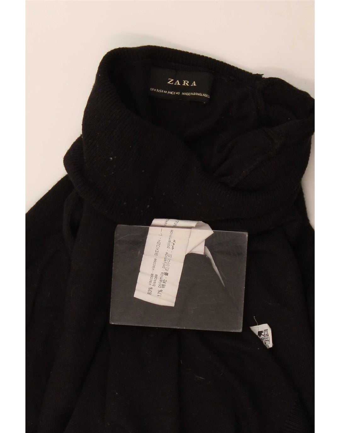 Zara Herre rullehals sweater Medium Sort viskose