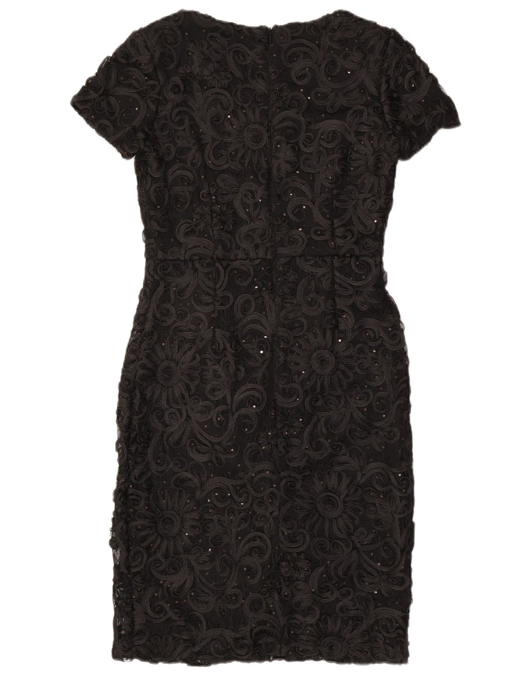 FASE otte Kvinders skedekjole UK 10 Small Black Floral Polyester