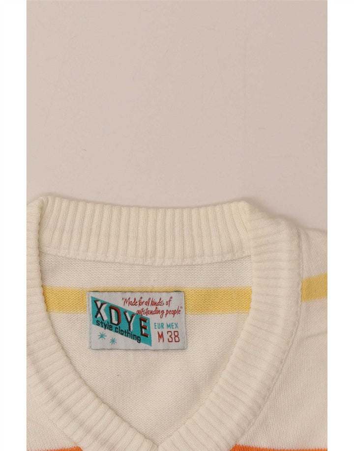 XDYE Herre V-hals sweater mellem hvid stribet
