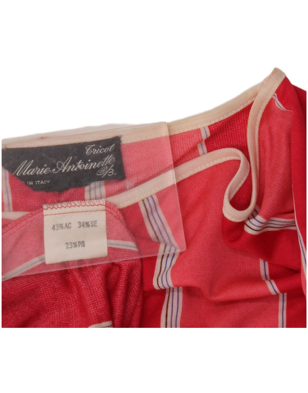 VINTAGE flagermusbluse til damer IT 44 Medium rød stribet akryl