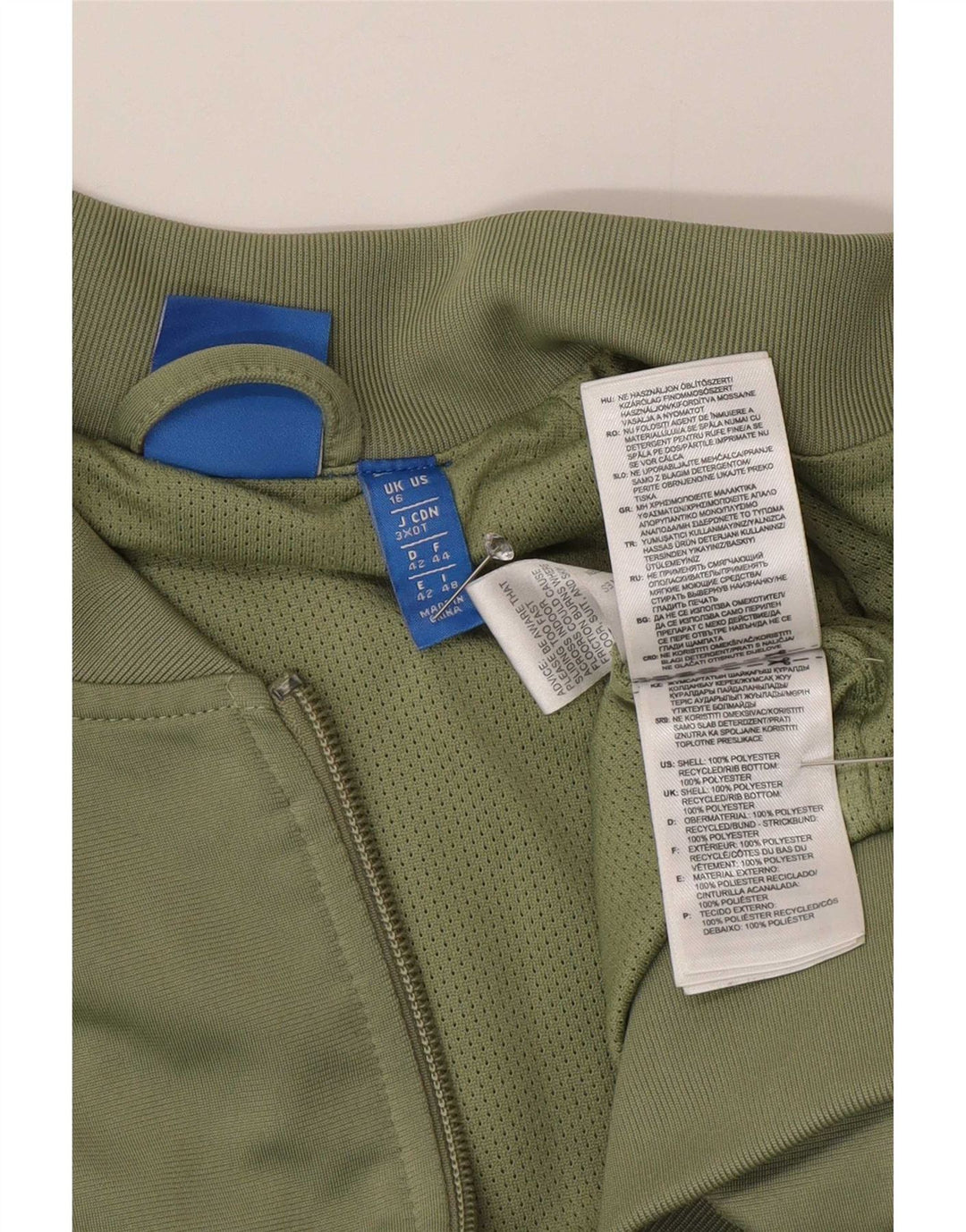 Adidas Dame Grafisk Træningsdragt Topjakke UK 16 Stor Grøn Polyester