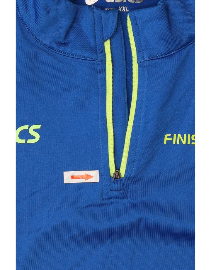 Asics Herre grafisk lynlås hals top langærmet 2XL blå Colourblock polyester